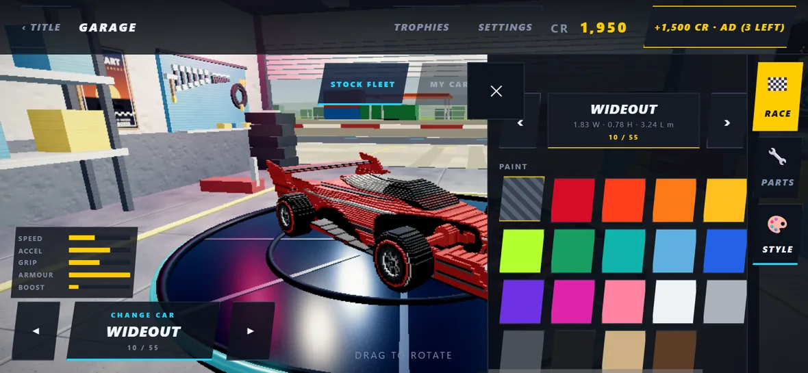 Garage paint and livery selection