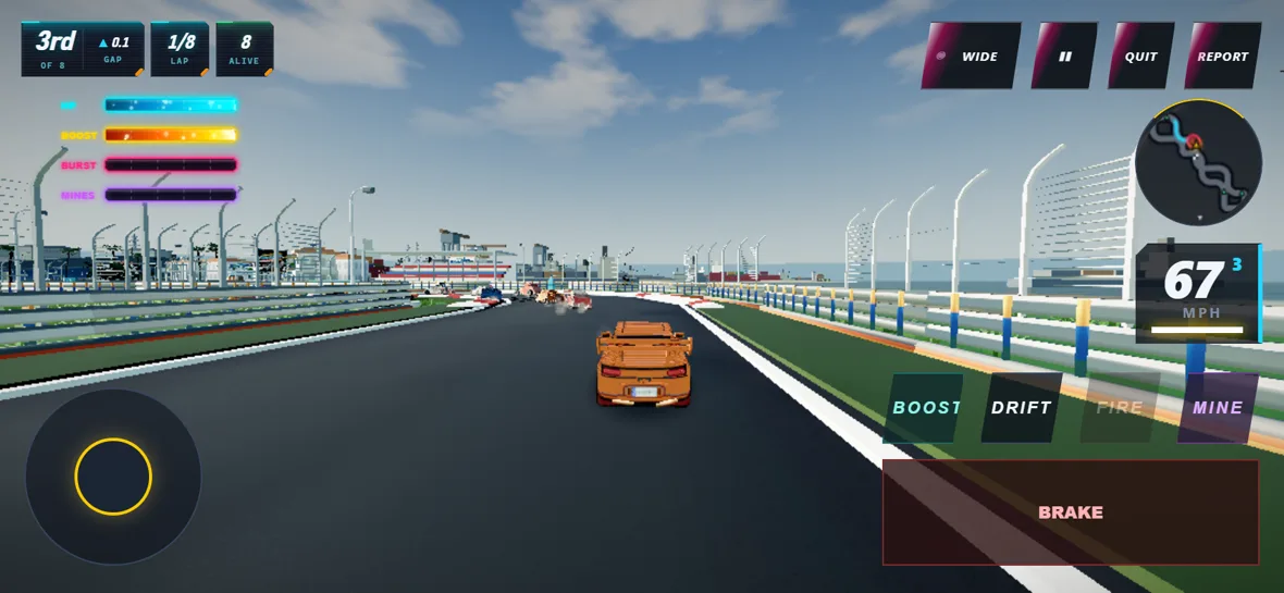 Wide camera during a race
